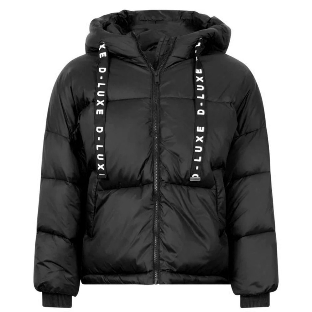 Decjuba D-Luxe Black Cropped Puffer Jacket Hooded Quilted Coat Women’s M